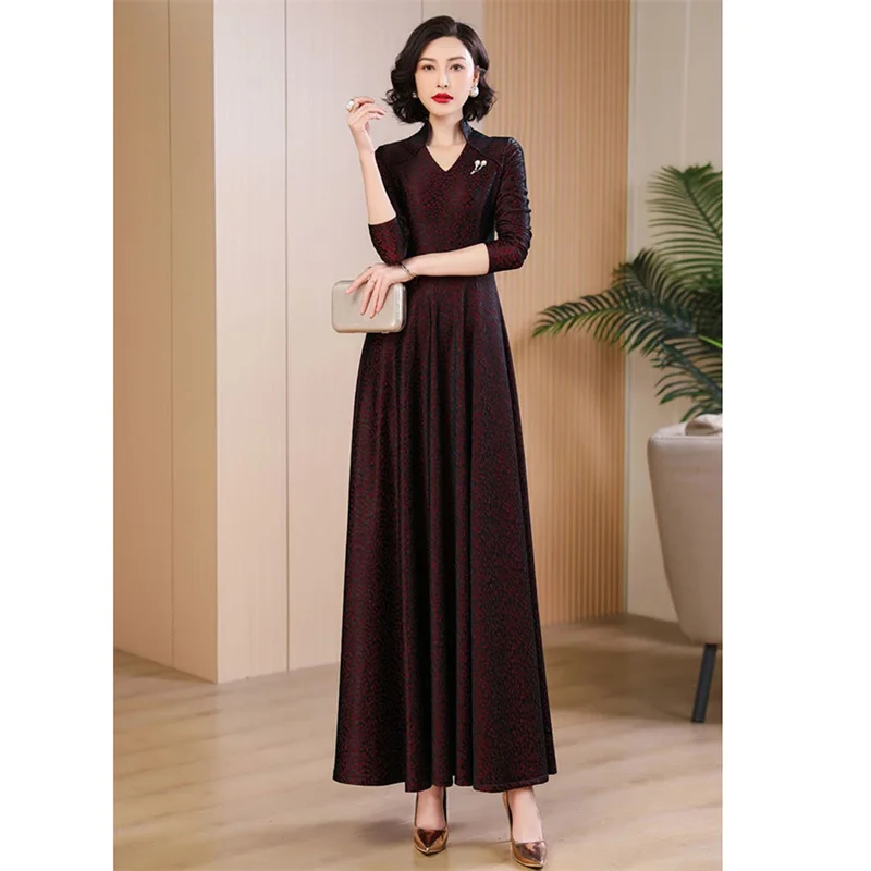 Spring Autumn Dress High End Women\'s Elegant Long Dresses 5XL Large Size Temperament Evening Party Dresses Female Maxi Vestidos