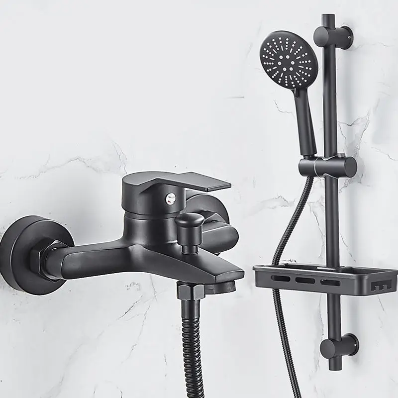 

Black Simple Shower Set Household Copper Bath Faucet, Bathroom Shower Nozzle