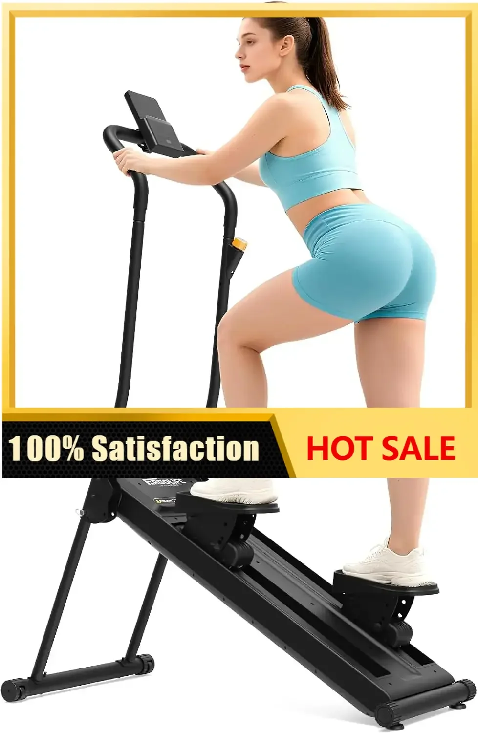 ERGOLIFE Stair Stepper for Home Gym, Stair Climber Workout Machine with Upgraded 6-Level Adjustable Resistance, Foldable