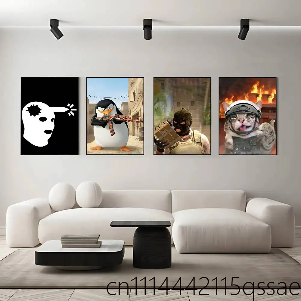 For CSGO CS2 Poster Self-adhesive Art Waterproof Paper Sticker Coffee House Bar Room Wall Decor