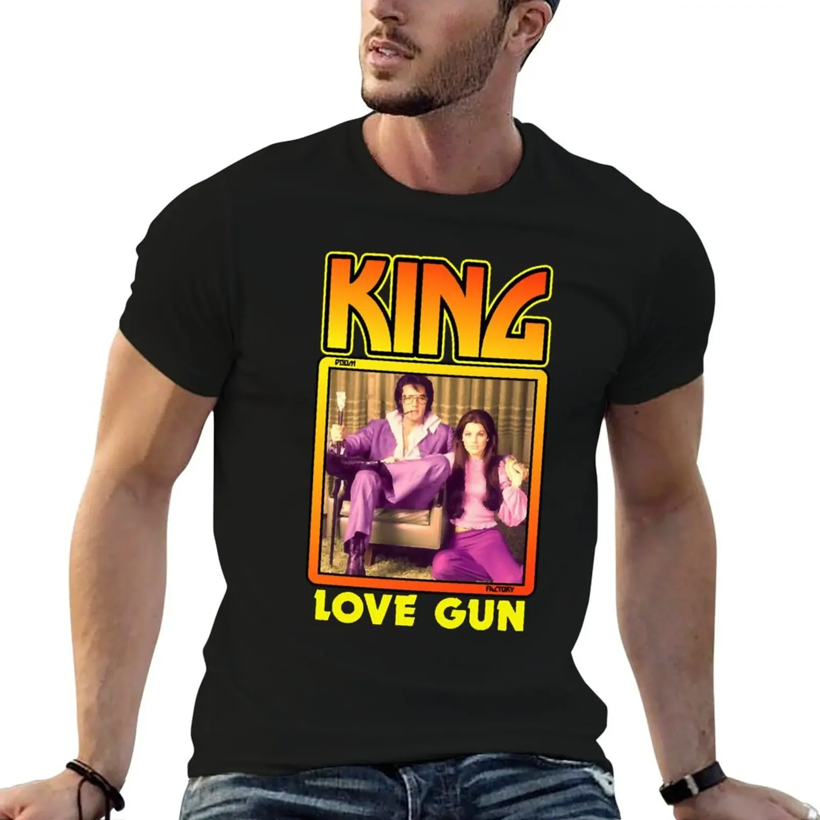 King Love Gun T-Shirt animal prinfor boys oversized graphic tee shirts graphic men clothing