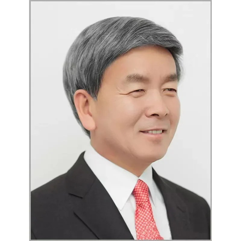 باروكة شعر قصيرة مريحة وخفيفة الوزن للرجال في منتصف العمر وكبار السن، لون أبيض واقعي، كتل شعر من الألياف الآسيوية للبيع بالجملة