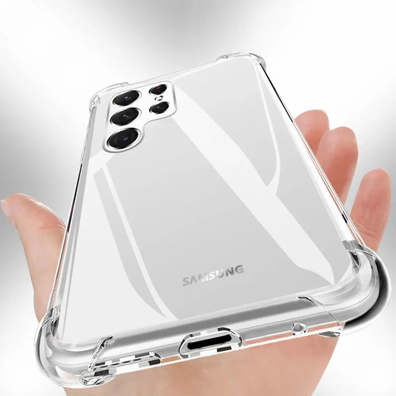 Clear Soft Airbag Shockproof Silicone Case For Samsung Galaxy S24 S22 S23 Ultra S21 S20 Plus FE Phone Protective Cover