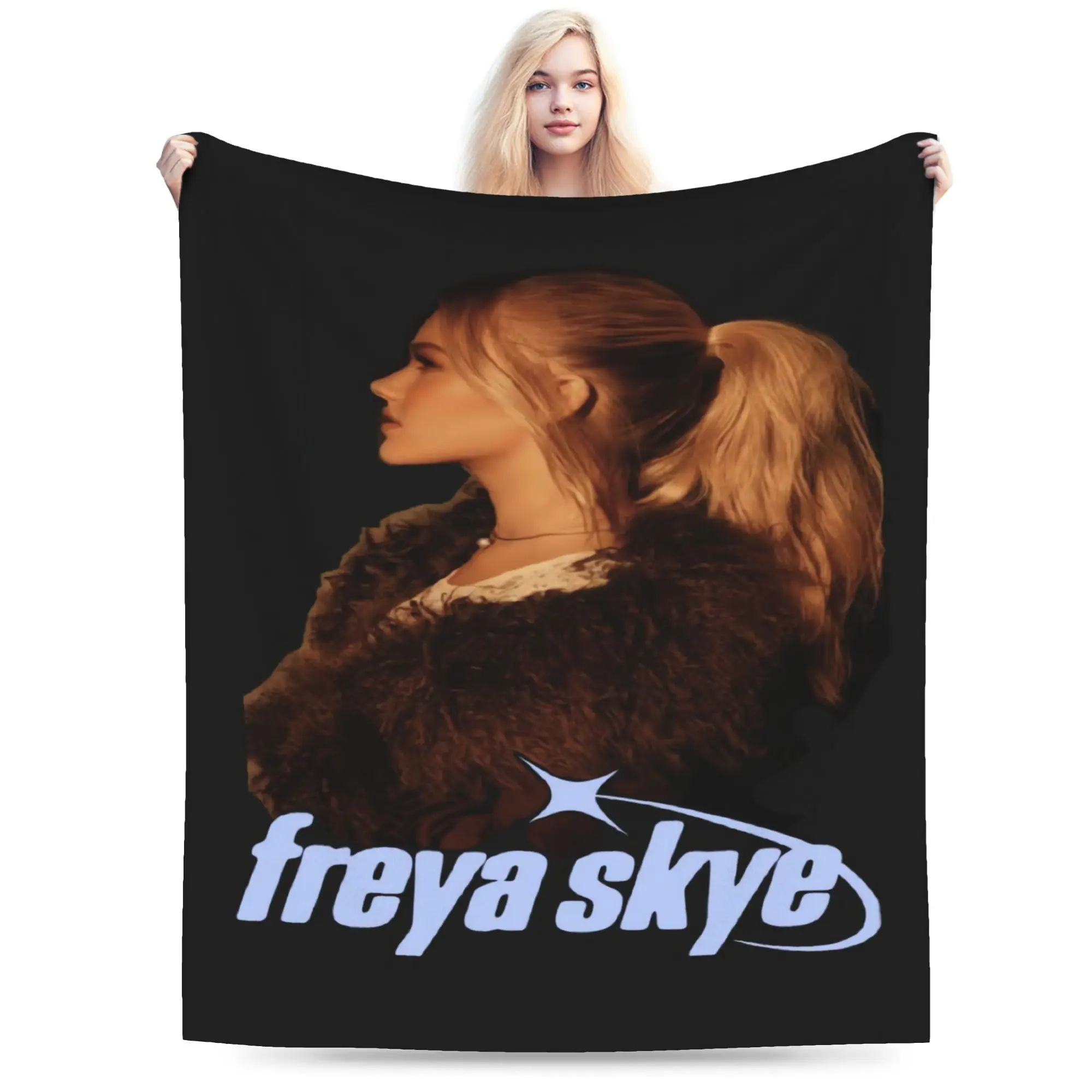 Black Fur Profile Logo Freya Skye Blanket  Super Soft Plush Throw Blanket For Kids Adult Living Room Flannel Bedspread Bed Cover