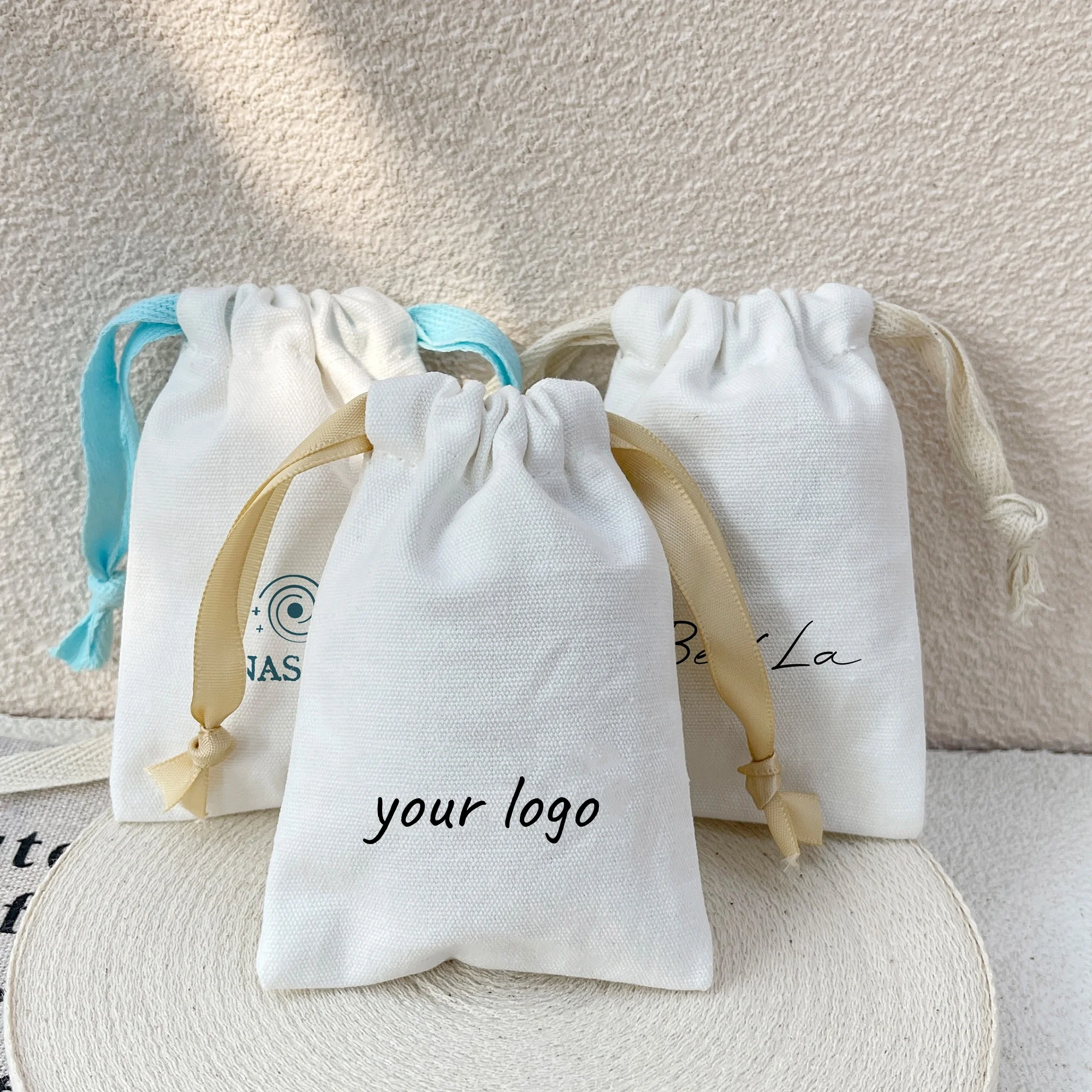 

Custom Logo Higher Quality Cotton Gift Bags Sew Muslin Shopping Dust Sack Makeup Jewelry Pouch