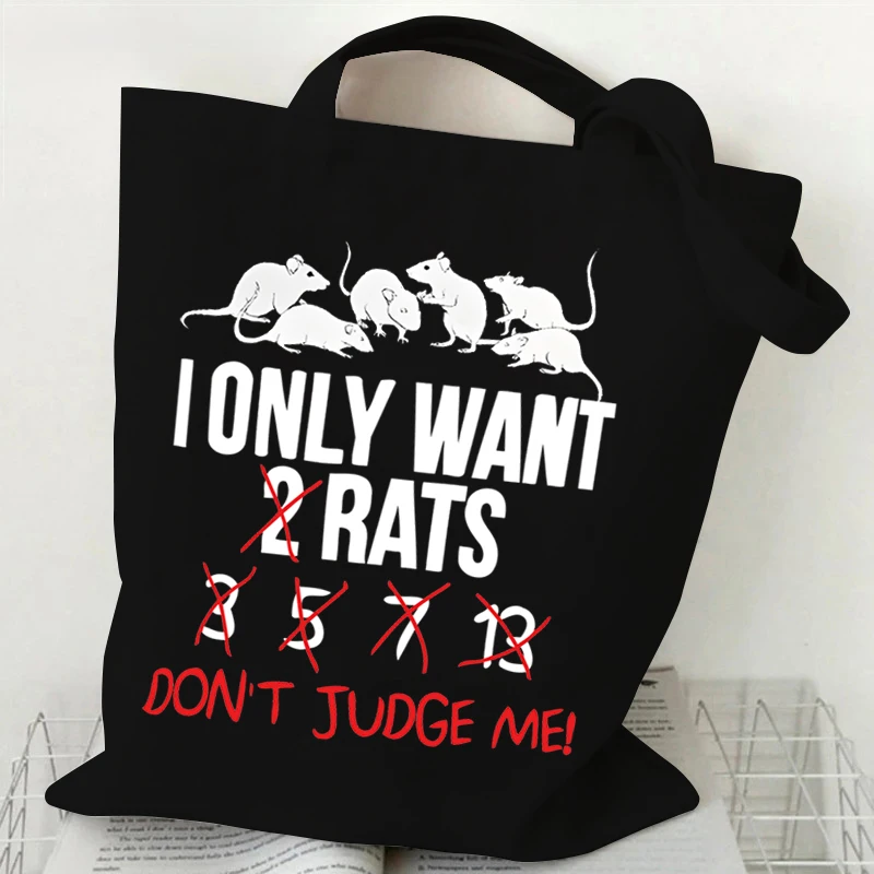 Rat Women's Grocery Handbags Eco Reusable Shopping Bag Cartoon Animal Rat Tote Bags Casual Fashion Hot Sale Women Shopping Bags