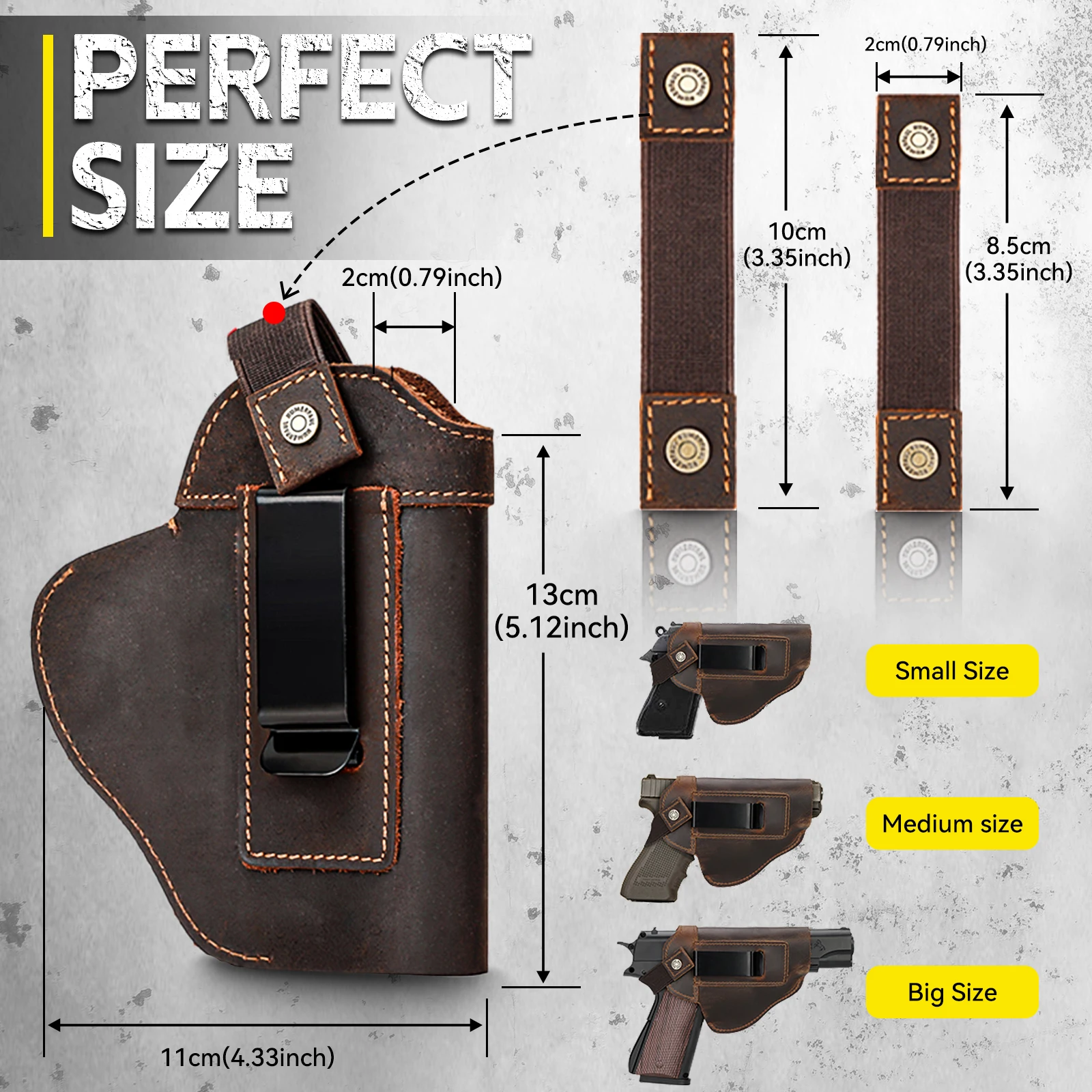 2025 IWB/OWB Leather Holster for Glock 17/19/23/26/42/43X, Taurus G2/G2C/G3C, Concealed Carry Gun for Most Size Pistols Compact 6
