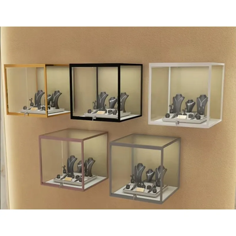 Vitrine de exibição de joias de ouro de luxo com design personalizado Armário de joias de vidro com tampa