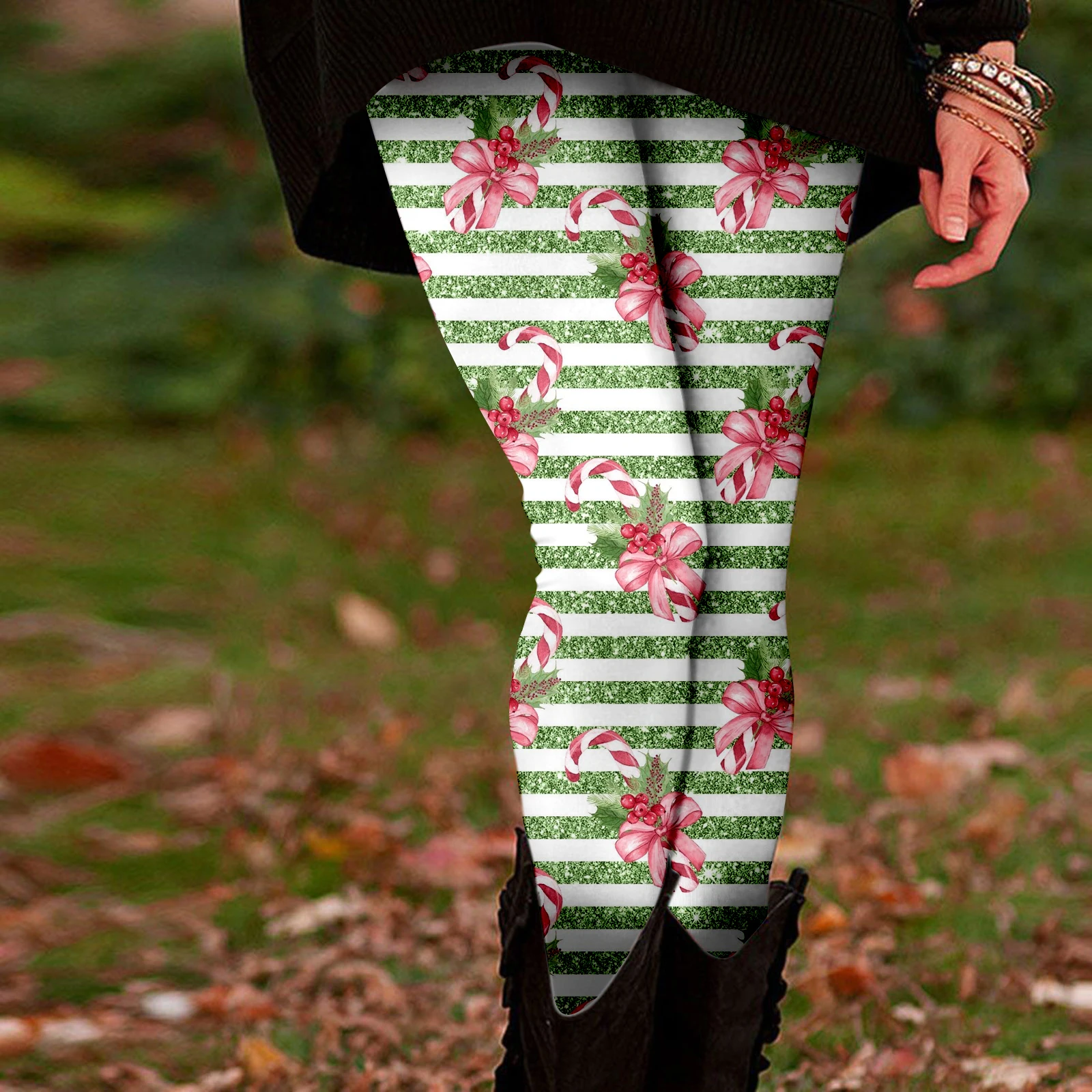 Leggings da donna con stampa di alci natalizi taglie forti: grafica natalizia e renne, vestibilità elastica, lavabili in lavatrice, casual per tutte le stagioni