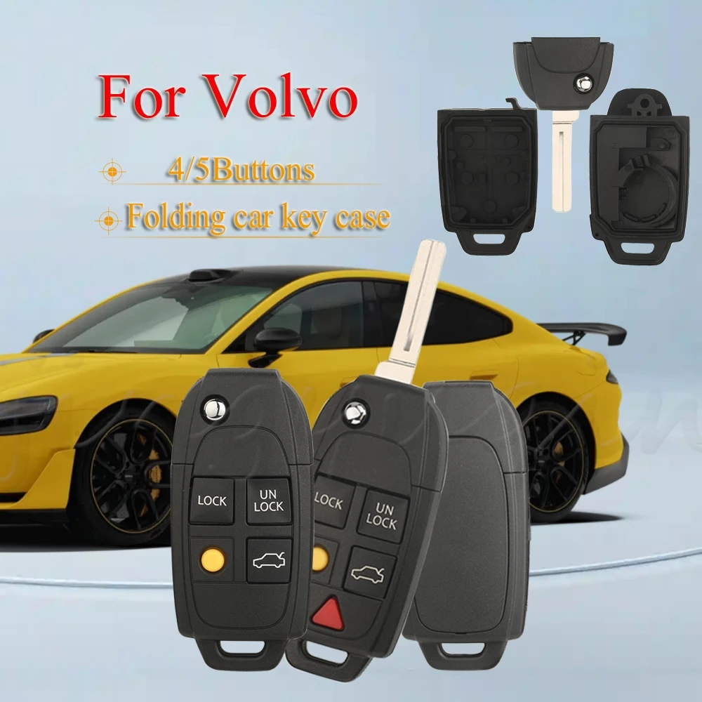 

jingyuqin For Volvo Modified key shell New product 4/5Buttons Folding Remote Car Key shell