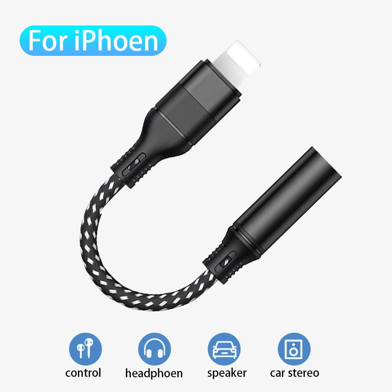 3.5mm Jack AUX Audio Cable Headphone Adapter for iPhone 14 13 12 11 Pro Max Mini XS XR X 8 7 HiFi Lossless Plug and Play Adapter