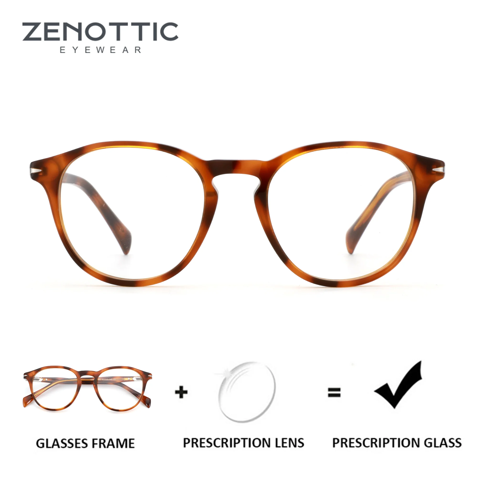 

ZENOTTIC (размер M) круглые очки ручной работы из ацетата по рецепту для унисекс, оптические очки с защитой от синего света, фотохромные очки