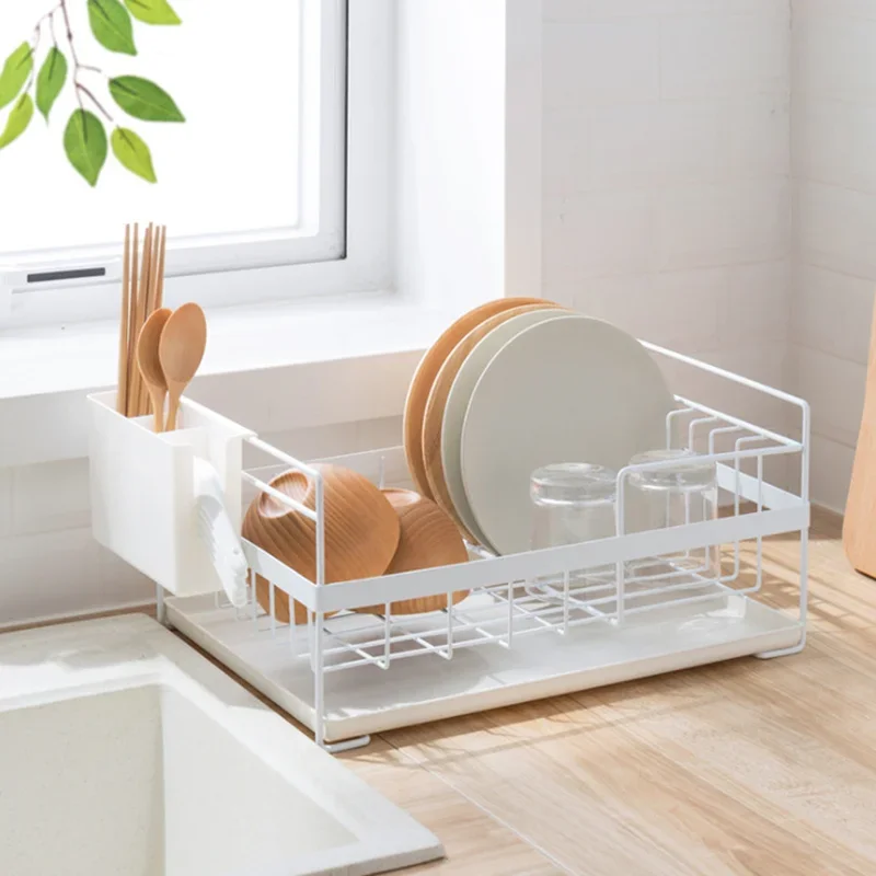 

Kitchen racks wrought iron multi-function large-capacity tableware dishes chopsticks storage single-layer drain rack WJ11