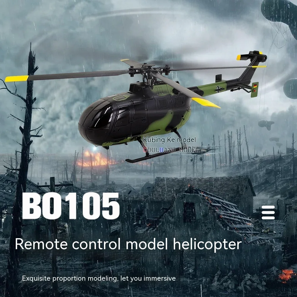 Helicóptero de aviación C186 con Control remoto, Avión de paleta única de 4 canales, simulación de camuflaje BO105, juguete para exteriores