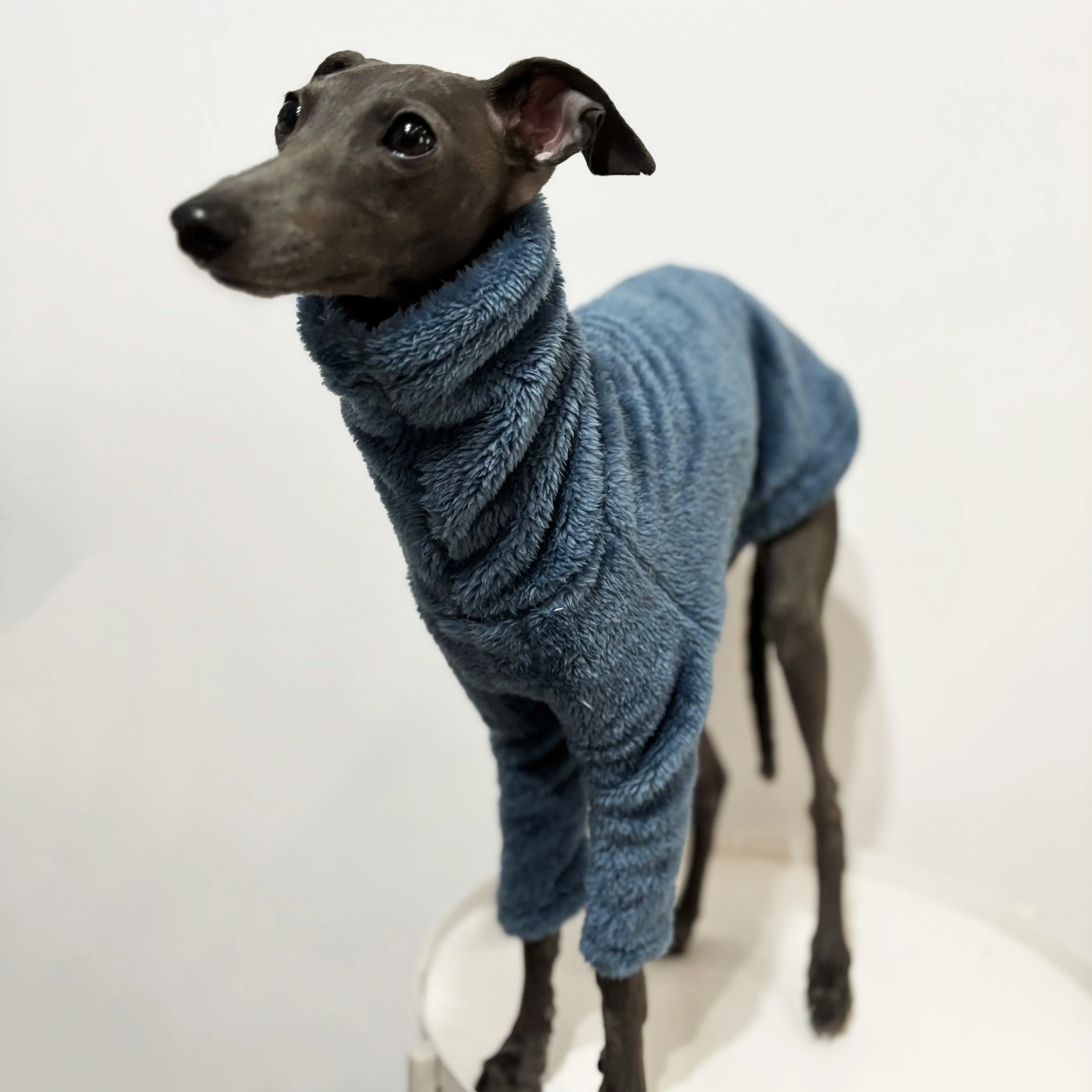 Winterwarmer, einfarbiger Hundepullover aus arktischem Fleece, weiche, hautfreundliche Haustierkleidung für Italienische Windhunde und Whippets. – Detail 3