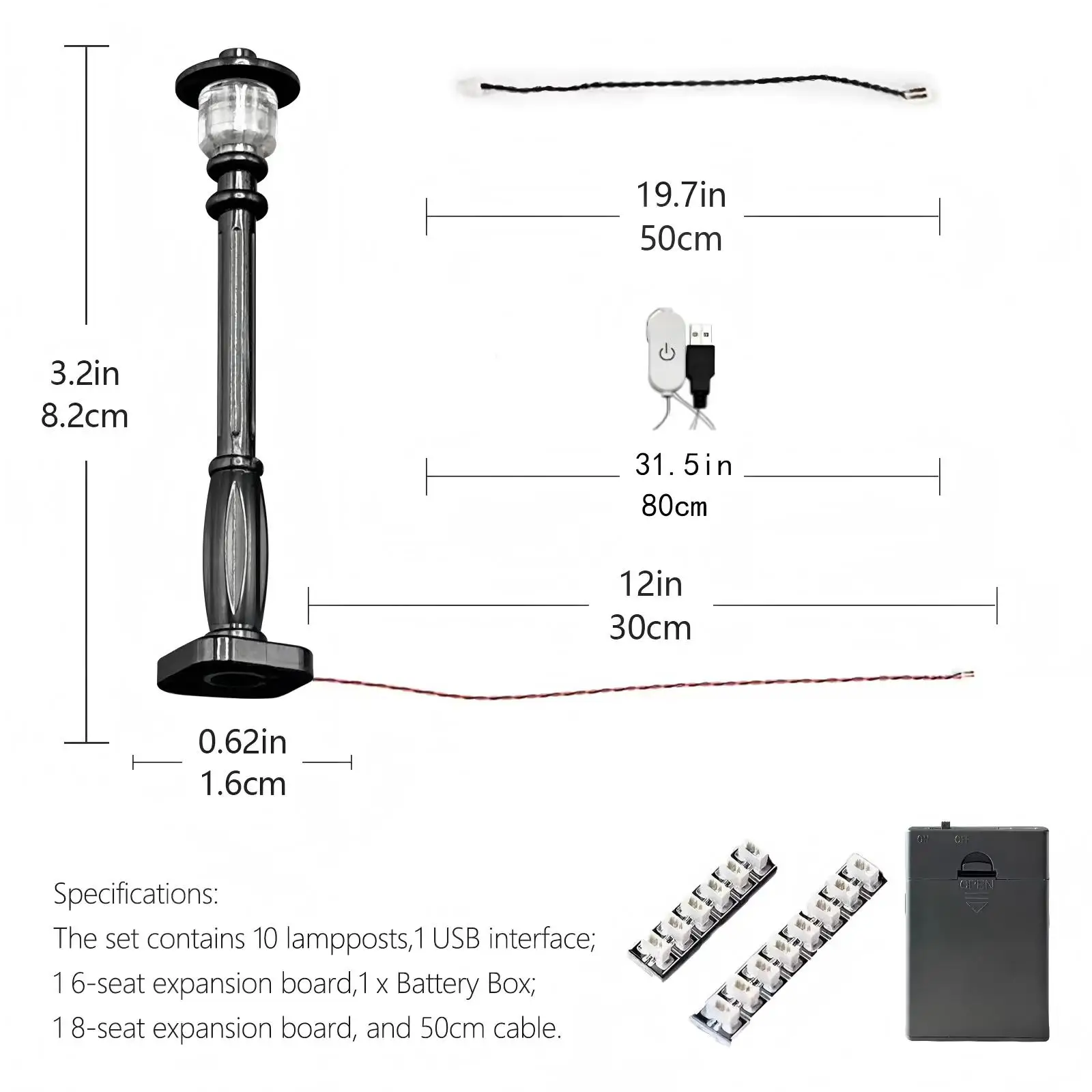 10pcs LED luminous city street lamp,USB powered building block lamp,MOC lighting accessories