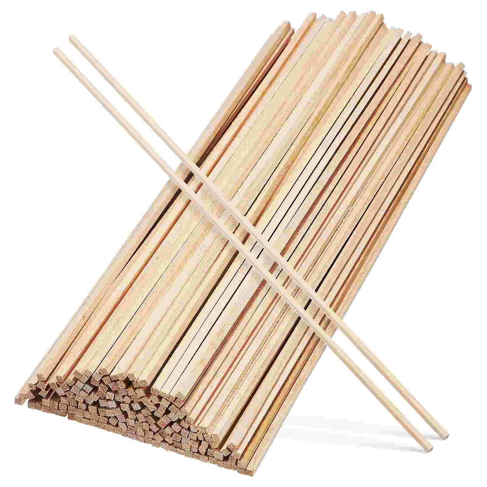 100 Pcs DIY Wooden Strips (300*3*3mm) Square Dowels Sticks for Crafts Trim Pin Rods