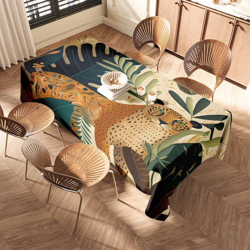 مفرش المائدة ديكور المنزل يترك طباعة غطاء الطاولة عدم الانزلاق المضادة للانزلاق مقاوم للماء قابل للغسل غرفة الطعام زينة 420x305 سنتيمتر Yel
