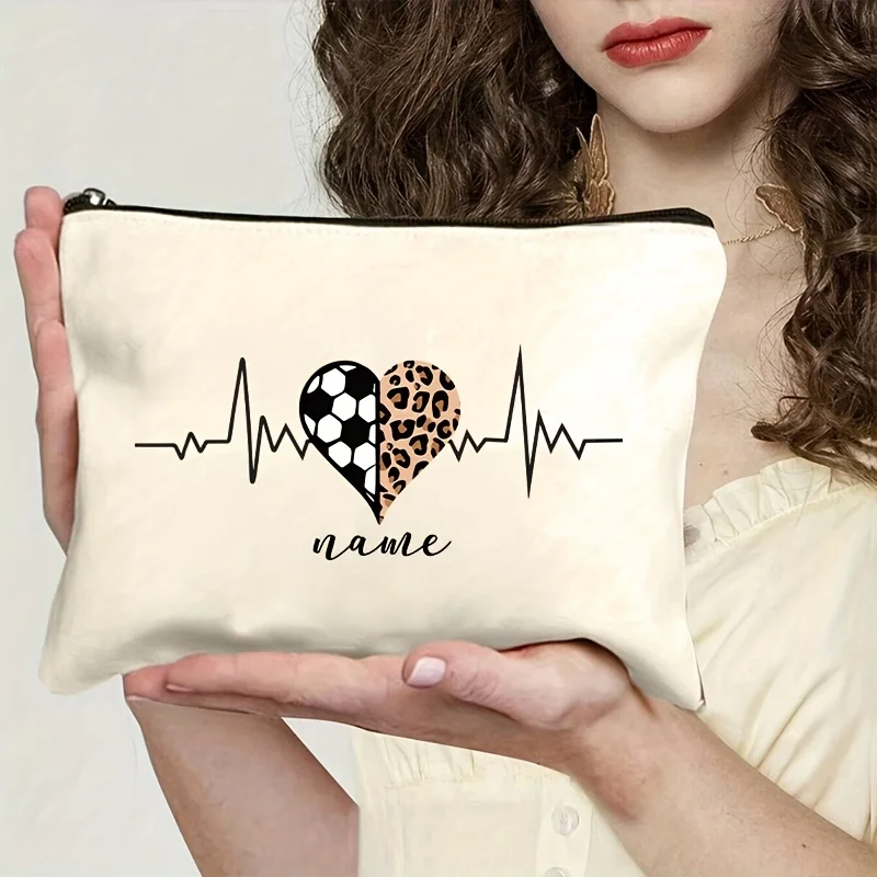 Customizable Heartbeat Makeup Bag Personalized Teacher or Bridesmaid Gift Lightweight Travel Organizer with Soccer Travel Bags