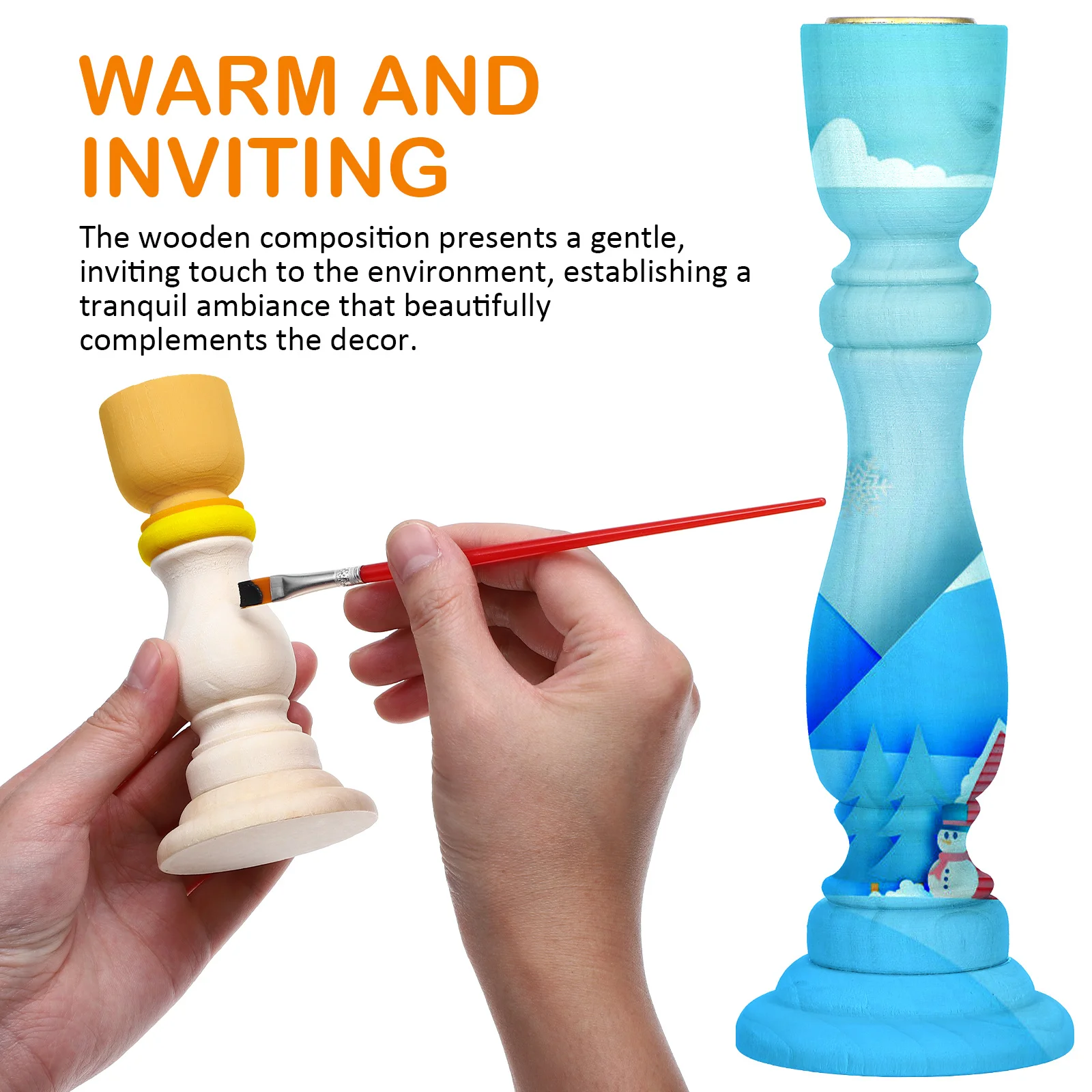 

4Pcs Wooden Rustic Pillar Holders Set Different Heights Wood Candlestick Holders for Home Wedding Decorations