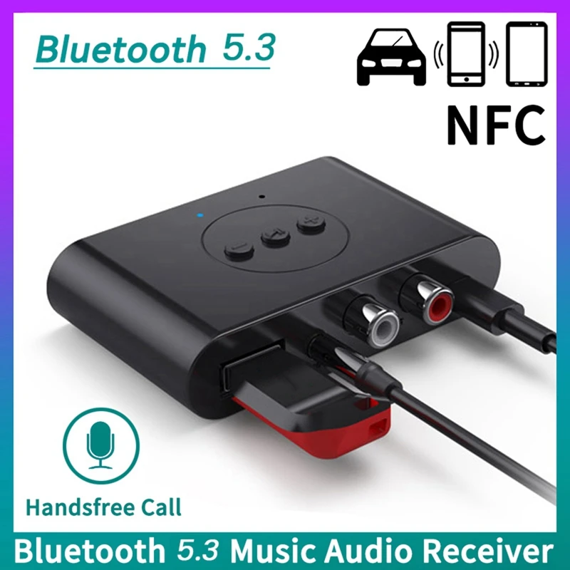 Bluetooth 5.3 Audio Receiver NFC USB U Disk RCA 3.5Mm AUX USB Stereo Music Wireless Adapter For Car Speaker Amplifier