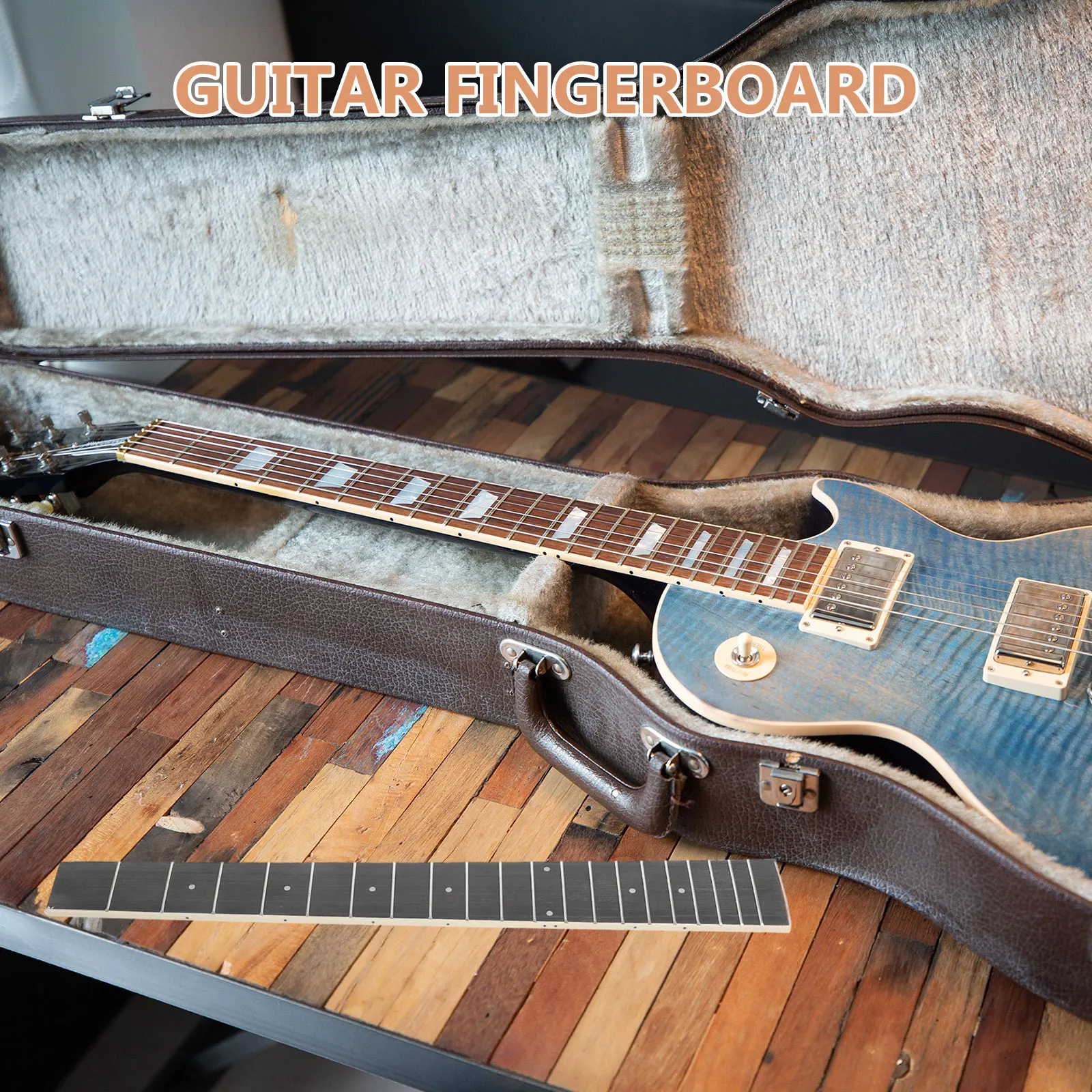 

Folk Guitar Wooden Fingerboard Replacement Acoustic Fretboard with Frets Slotted Mosaic Tech Easy to Use Safe
