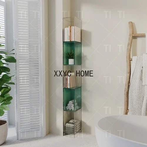 

Художественный свет, роскошный акриловый напольный многослойный стеллаж для хранения, настенный книжный шкаф с узким зазором, дизайнерский стеллаж для хранения в гостиной