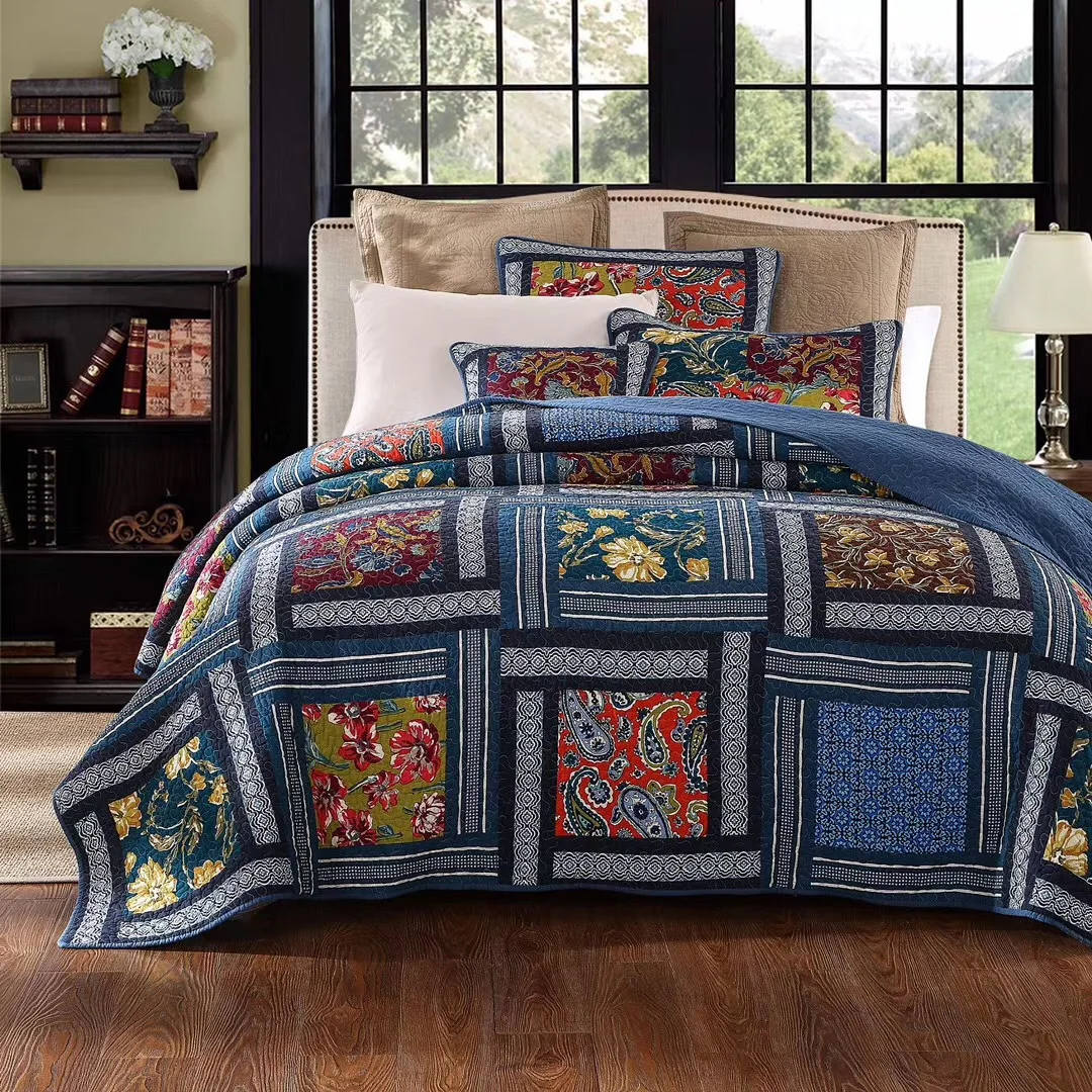 Patchwork Cotton Quilt Set 3PCS Bedspread on the Bed Vintage Blanket for Bed King Queen Size Coverlet Summer Comforter Set