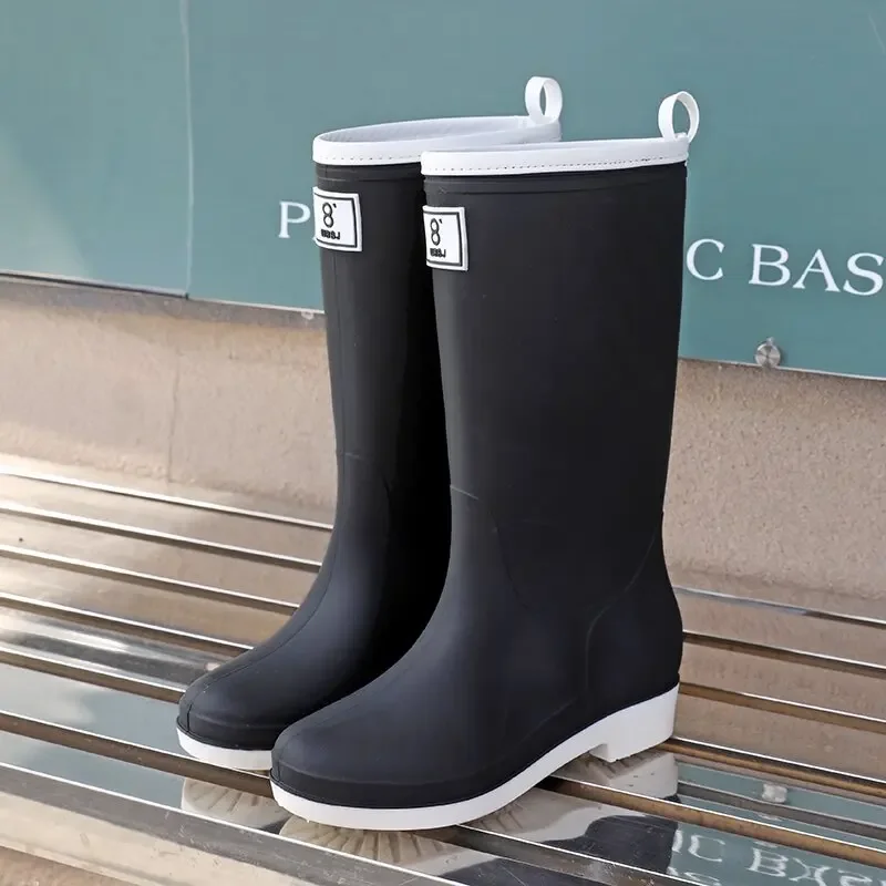 New Women Fashion Knee-high Rain Boots Outdoor Waterproof PVC Rainboots Female Non-slip Water Shoes Wellies Boots