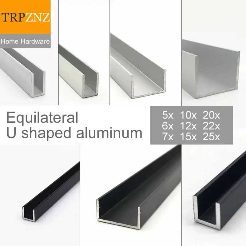 

Алюминий U-образный канал, равносторонняя канавка, алюминиевая направляющая, стекло, деревянная доска, слот для карт, окантовка, закрытие, декоративный, серебристый, черный