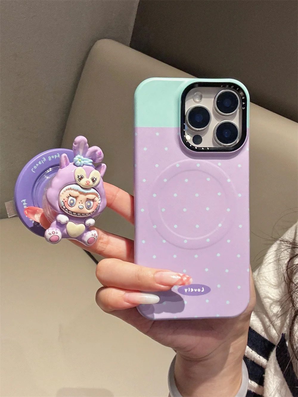 

Cute funny rabbit StellaLou magnetic holder phone case for iPhone 12 13 14 15 16 Pro Max 16 15Pro undas cartoon protective cover