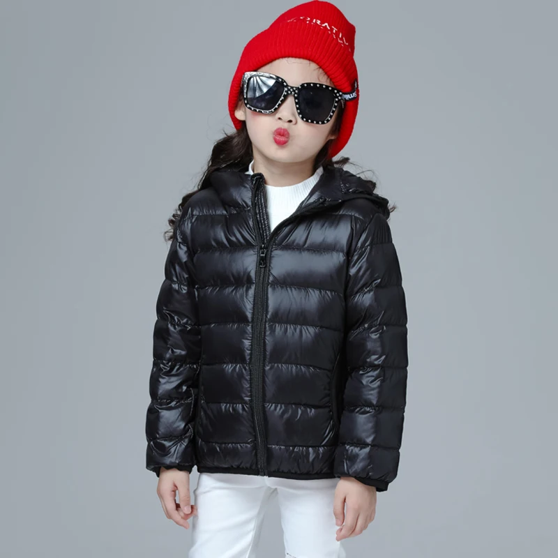 0-10℃ Boys Down Jacket Children Winter Coat Kids Ultra Light Puffy Jackets for Girls Portable Hooded Down Coats for Teenagers