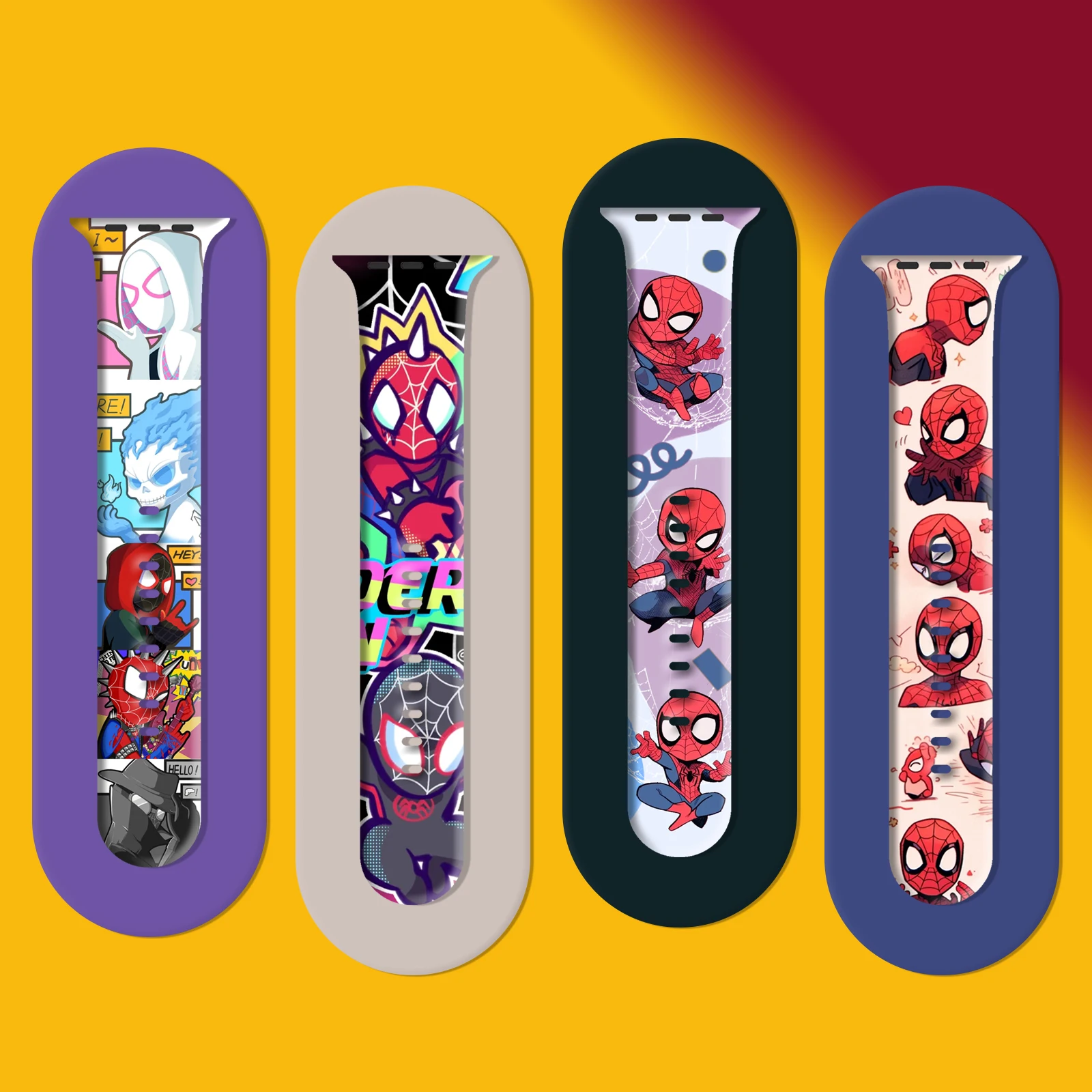 

Chibi Spider Man Print Strap for iWatch 11 10 9 8 Silicone Band Replaceable Bracelet for Apple Watch 46mm 41mm 38mm Watchband