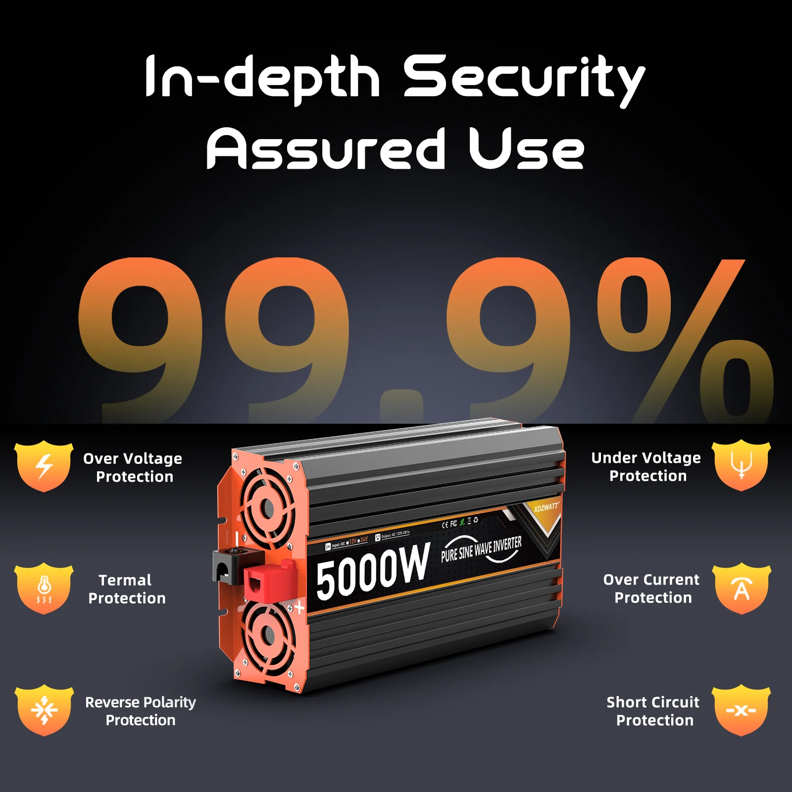 2000 واط 5000 واط الذروة 12 فولت 24 فولت موجة جيبية نقية عاكس الطاقة مع جهاز التحكم عن بعد شاشة الكريستال السائل USB نوع-C حماية متعددة ل RV #6