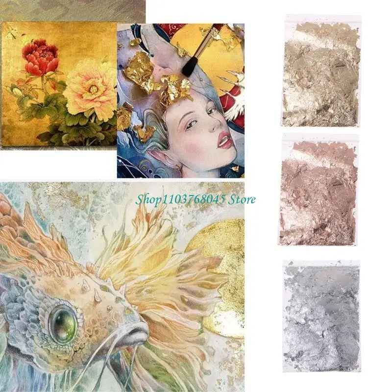 R53F 25 Pieces Gold Sheets Gilding Decor Resin Jewelry Making Accessories Painting Materials(Golden/Silver/Copper)