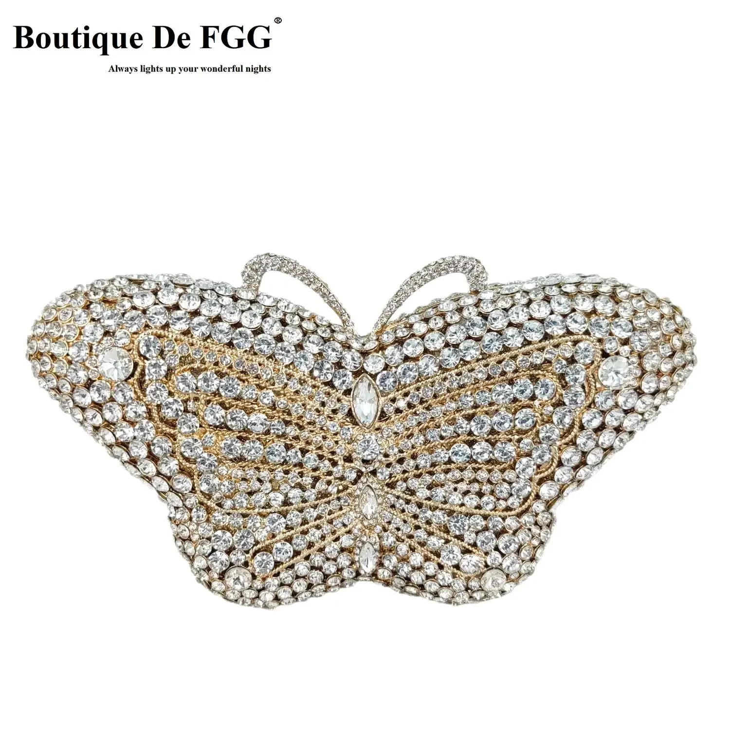 

Bouotique De FGG (in stock) Women Butterfly Crystal Evening Bags Minaudiere Wedding Bridal Rhinestone Handbag Party Clutch Purse