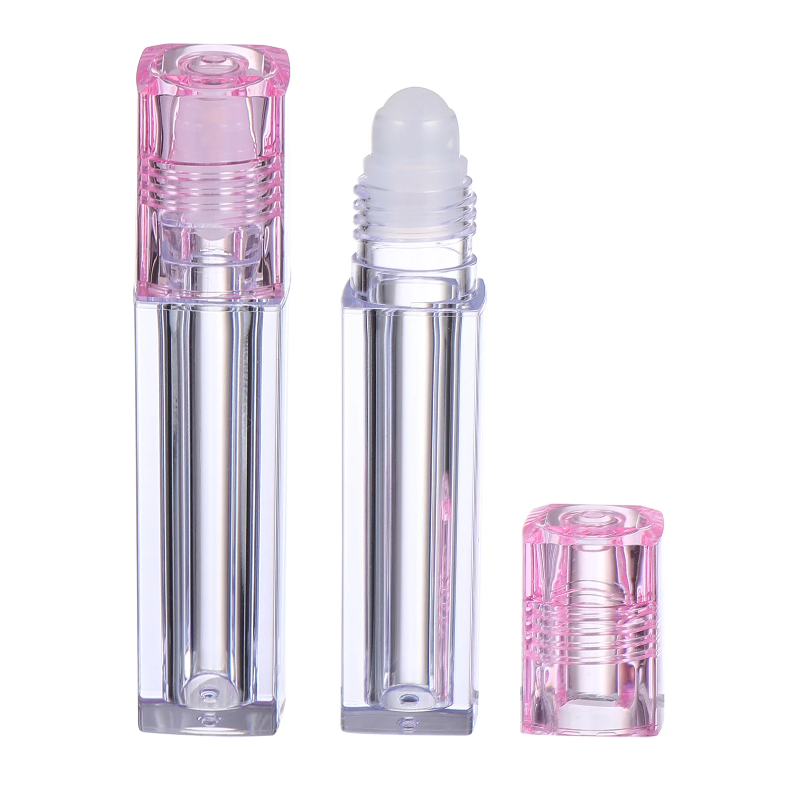 

10 Pcs Roller Ball Essential Oil Bottle Lip Tint Square Plastic Bottles Refillable Roll-on Gloss Empty Travel