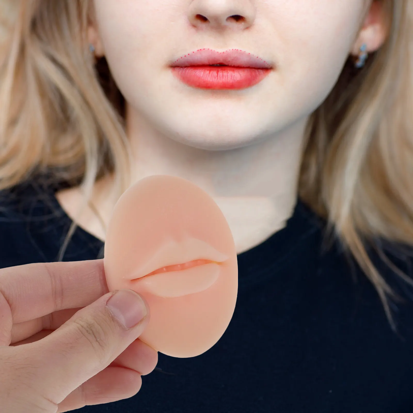 2Pcs Realistic Silicone Lip Tattoo Practice Supply Portable Makeup Artificial Practice Lip Silicone Tattoo Skin Soft Elastic