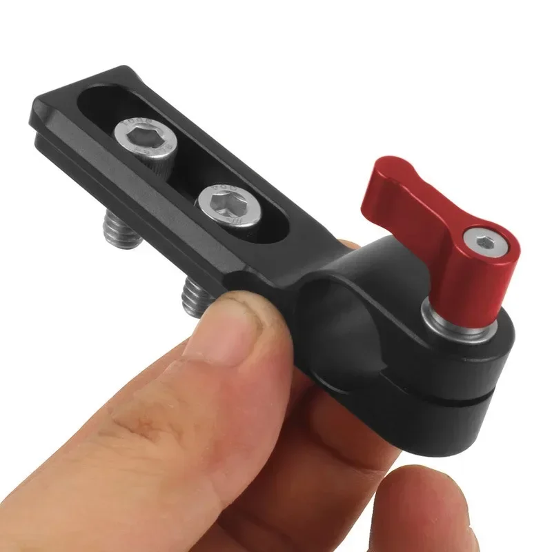 Standard Rod Clamp Single Hole 15mm with NATO Safety Rail 1/4 Screws Quick Release Universal for DSLR Camera Cage Rig Top Handle