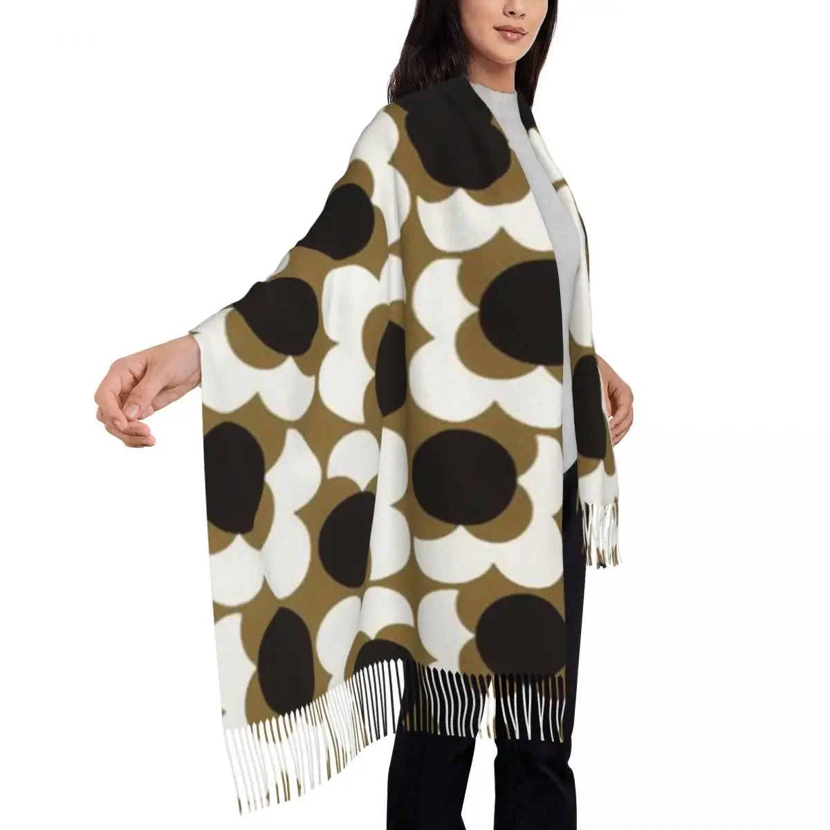 Custom Printed Orla Kiely Wallpaper Scarf Men Women Winter Warm Scarves Flowers Floral Retro Shawl Wrap