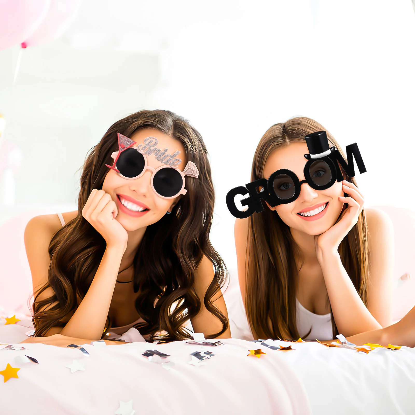 2 Pcs Bride Groom Glasses Funny Eyeglasses Decorations Bachelor Party Ornament Plastic Man Sunglasses