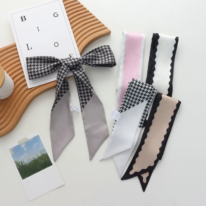 2025 Long Silk Scarf High-Grade Female 2025 New Neck Ribbon Necklace Scarf Tie Hair Ribbon Hair Band Arm Bag Headband
