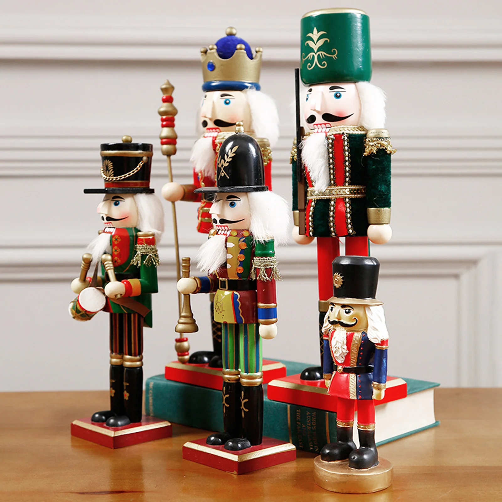 

Wooden Nutcracker Puppet Walnut Soldier Classic Painted Soldier Shape Desktop Ornament Eco Friendly Portable Puppets