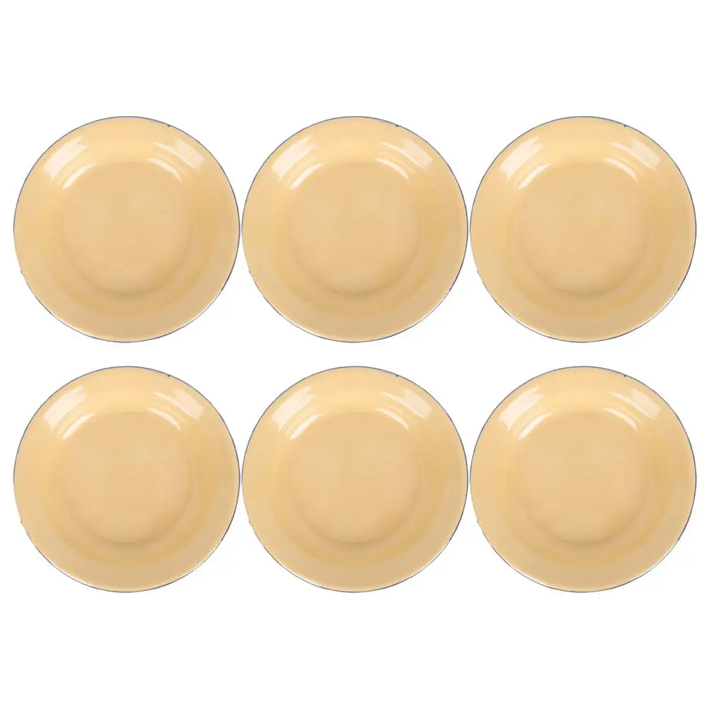 

6 Pcs Enamel Plate Food Dish Camping White Plates Dishes Serving Platter Round with Rim Unbreakable Trays for