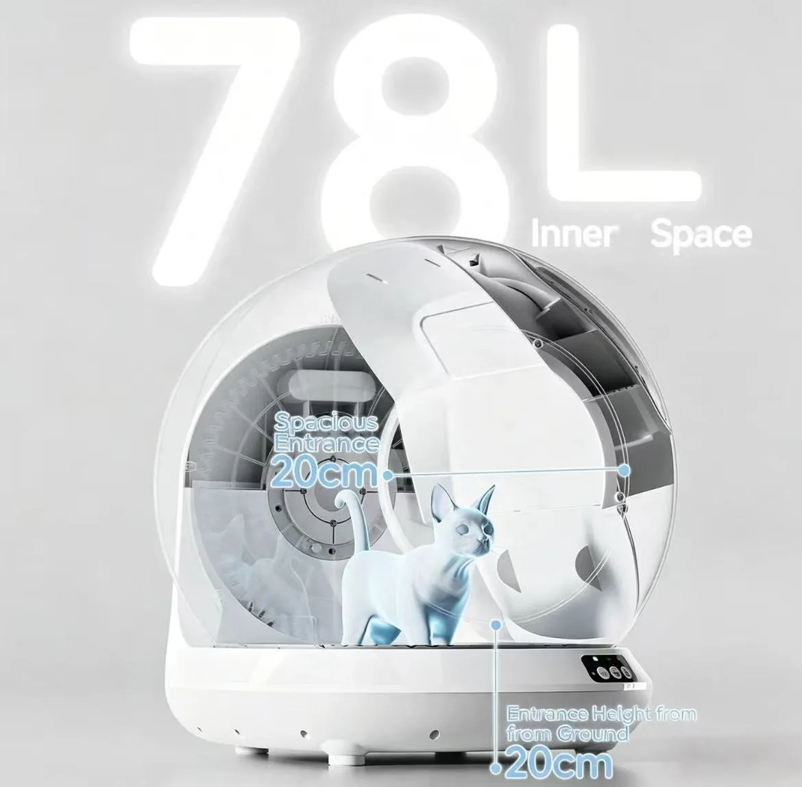 Large-capacity, App-controlled Smart Automatic Litter Box With Dual Safety Sensors, Self-cleaning And Odor Control.