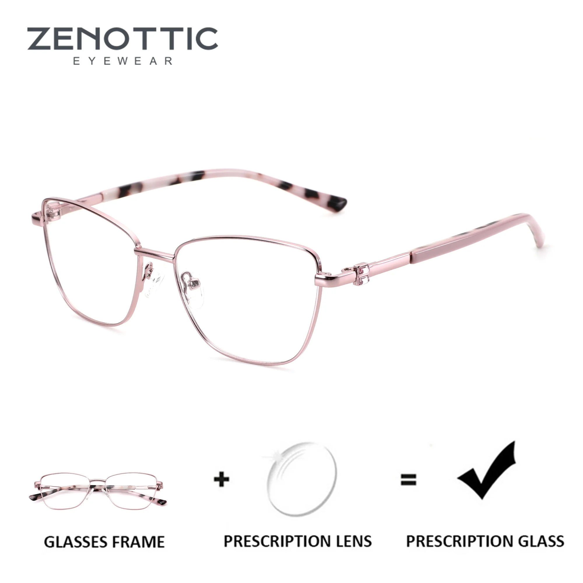 

ZENOTTIC S Size Stylish Butterfly Metal Prescription Glasses Progressive Multifocal Eyeglasses Myopia Optical Lenses For Woman