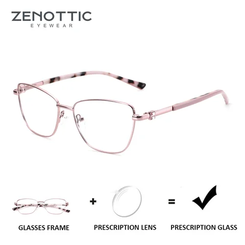 ZENOTTIC S Size Stylish Butterfly Metal Prescription Glasses Progressive Multifocal Eyeglasses Myopia Optical Lenses For Woman