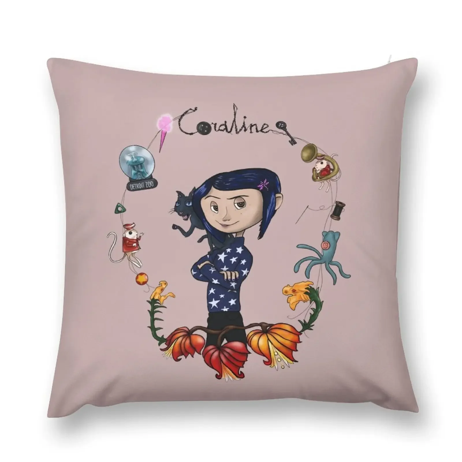 Be Careful What You Wish For... Throw Pillow anime girl Sofa Pillow Cover Marble Cushion Cover pillow