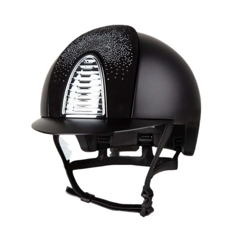 Italian second-generation black diamond-encrusted equestrian helmet, rider helmet harness 8101049
