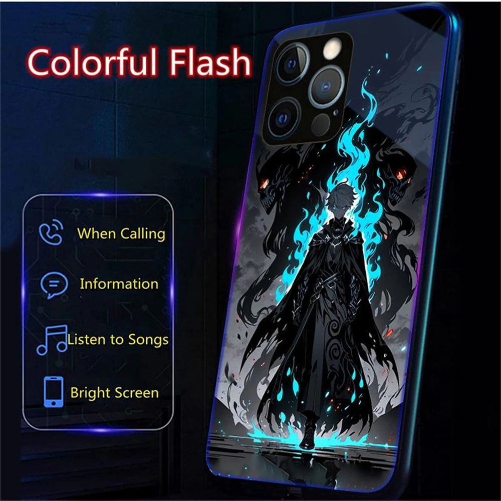 

Так крутой чехол для телефона с вспышкой и светодиодной подсветкой в стиле аниме, умный светящийся чехол для Samsung S25 S24 S23 S22 S21 S20 FE Plus Ultra